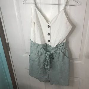 &merci M Romper/dress Green white checkered bottom spring